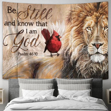 Cardinal, Lion King, Be Still And Know That I Am God Tapestry, Tapestries for Living Room Bedroom