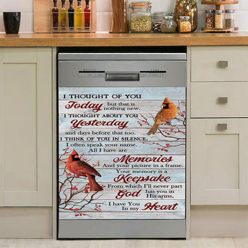 Cardinal Red Cranberry I Thought Of You Today Dishwasher Cover, Bible Verse Dishwasher Magnet Cover, Christian Inspirational Kitchen Decor