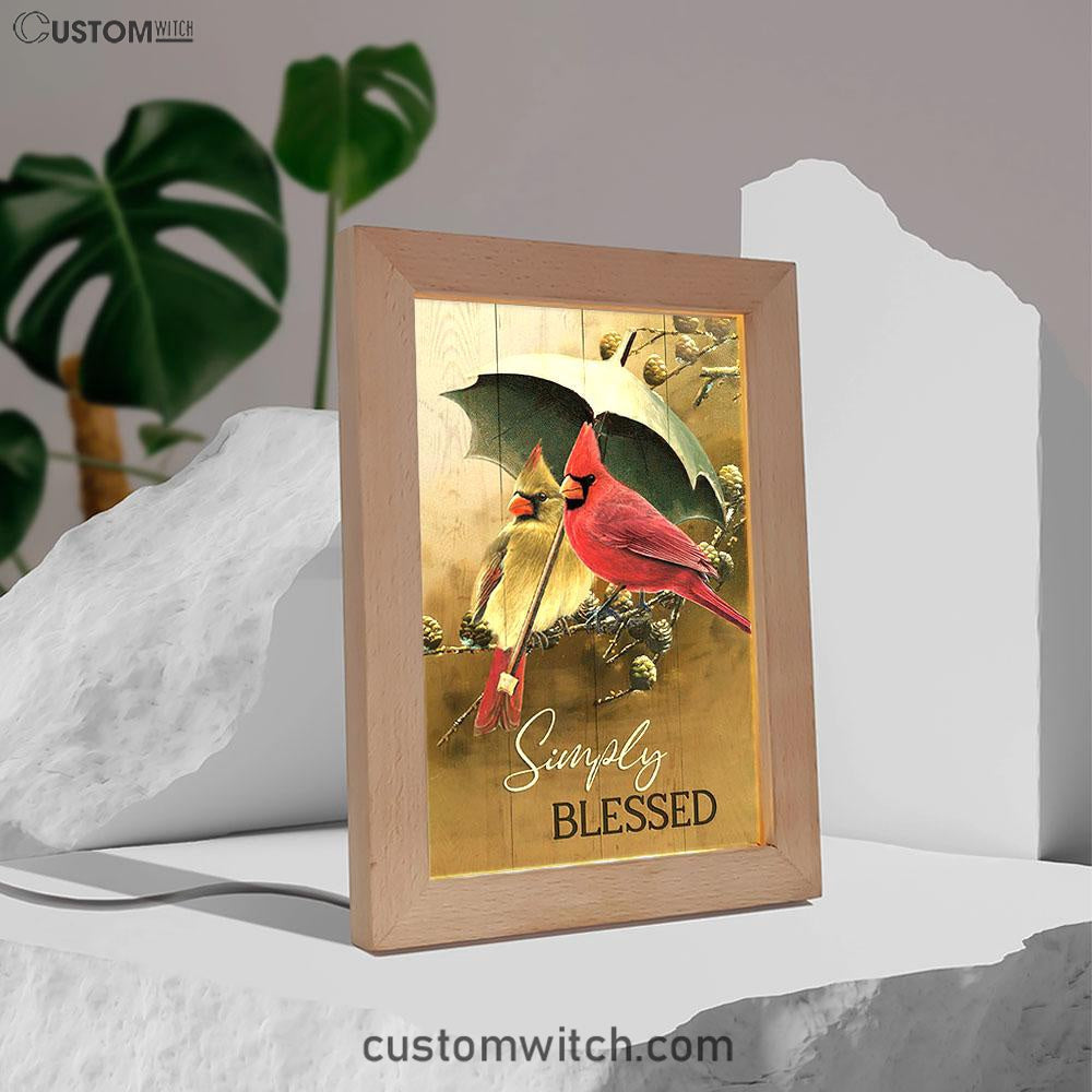 Cardinal Simply Blessed Frame Lamp Art - Bible Verse Art - Christian Inspirational Decor