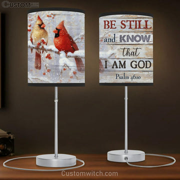 Cardinal Winter Painting Be Still And Know That I Am God Table Lamp