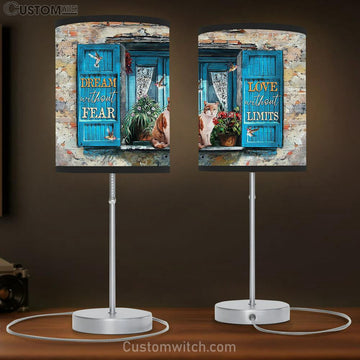 Cat Flower Dream Without Fear Lamp Gift Table Lamp - Christian Lamp Gift - Religious Art