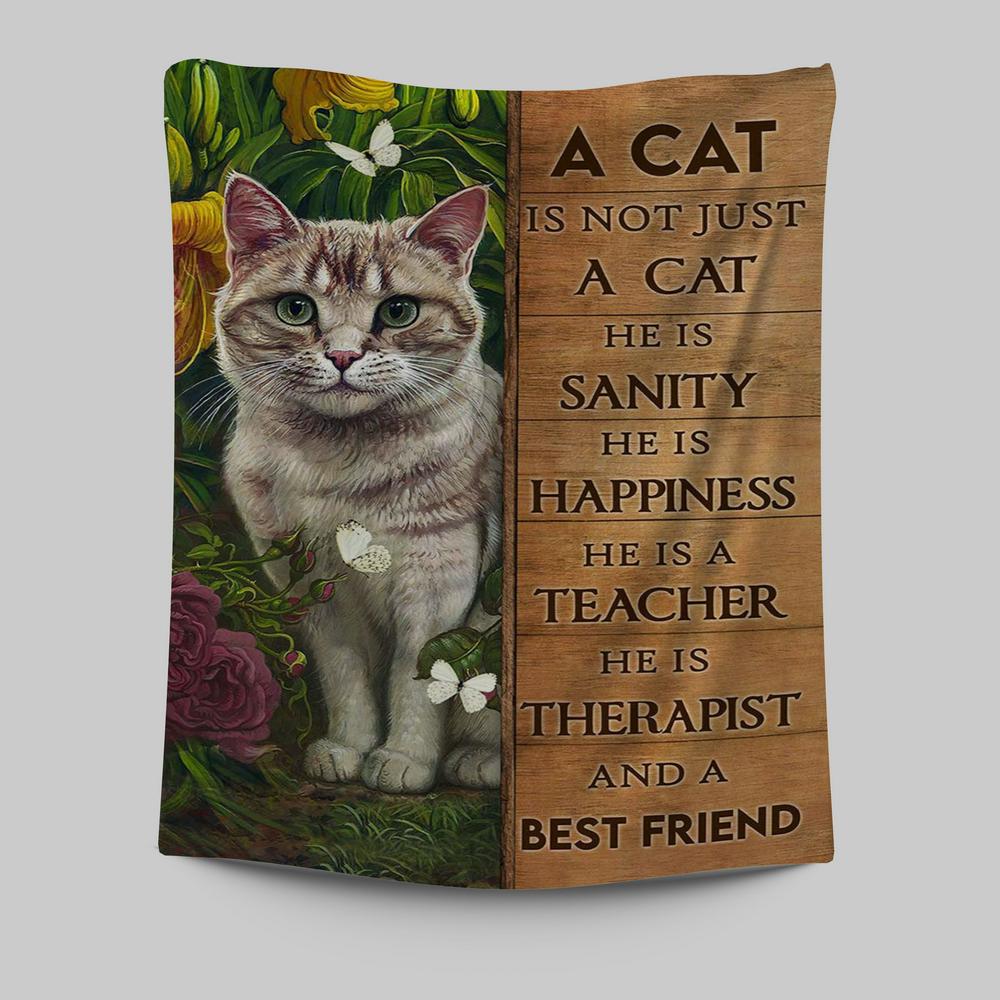 Cat Flower Garden Butterfly - A Cat Is Not Just A Cat Tapestry Wall Art - Christian Tapestries Prints - Bible Verse Tapestry Art