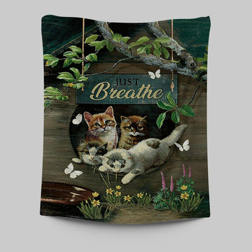 Cat Lovers Just Breathe Tapestry Art - Christian Wall Art Decor - Gift For Cat Lover