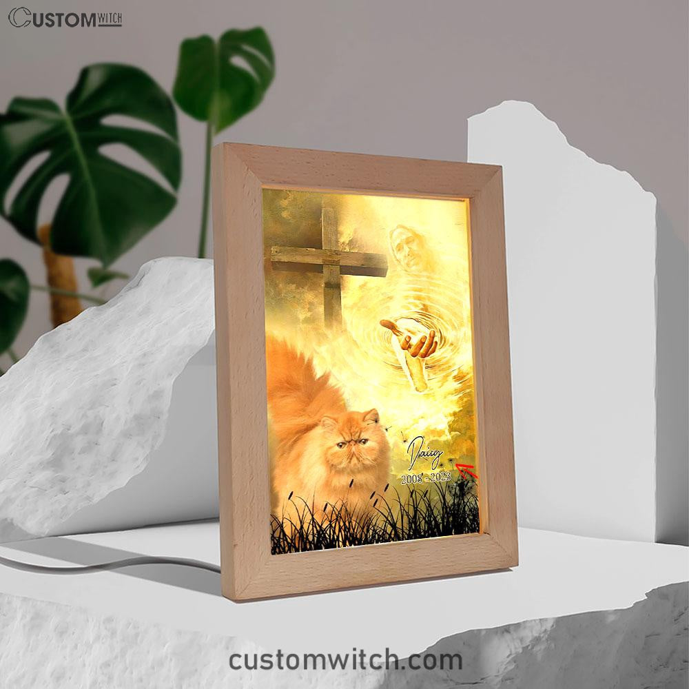 Cat Memorial Frame Lamp Prints - Take My Hand Jesus - Pet Loss Gifts