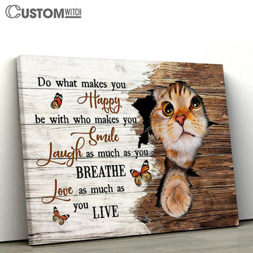 Cat Orange Butterfly Broken Wall Love As Much As You Live Canvas Wall Art - Bible Verse Canvas - Religious Prints