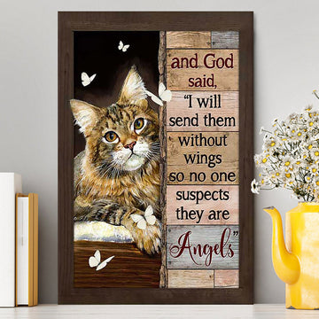 Cat White Butterfly I Will Send Them Without Wings Canvas Art - Christian Wall Art Decor - Gift For Cat Lover