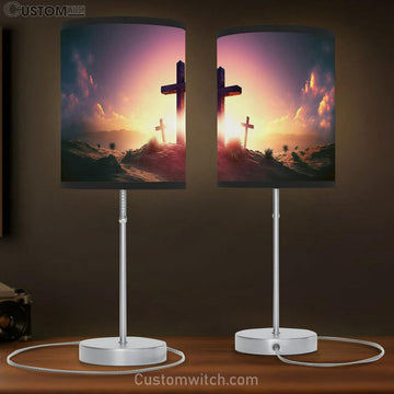 Catholic Christian Cross Symbol Sunset Sunrise Table Lamp Pictures - Faith Art - Christian Table Lamp Gift Decor