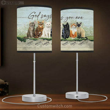Cats God says you are Table Lamp Gift - Bible Verse Table Lamp - Religious Bedroom Decor