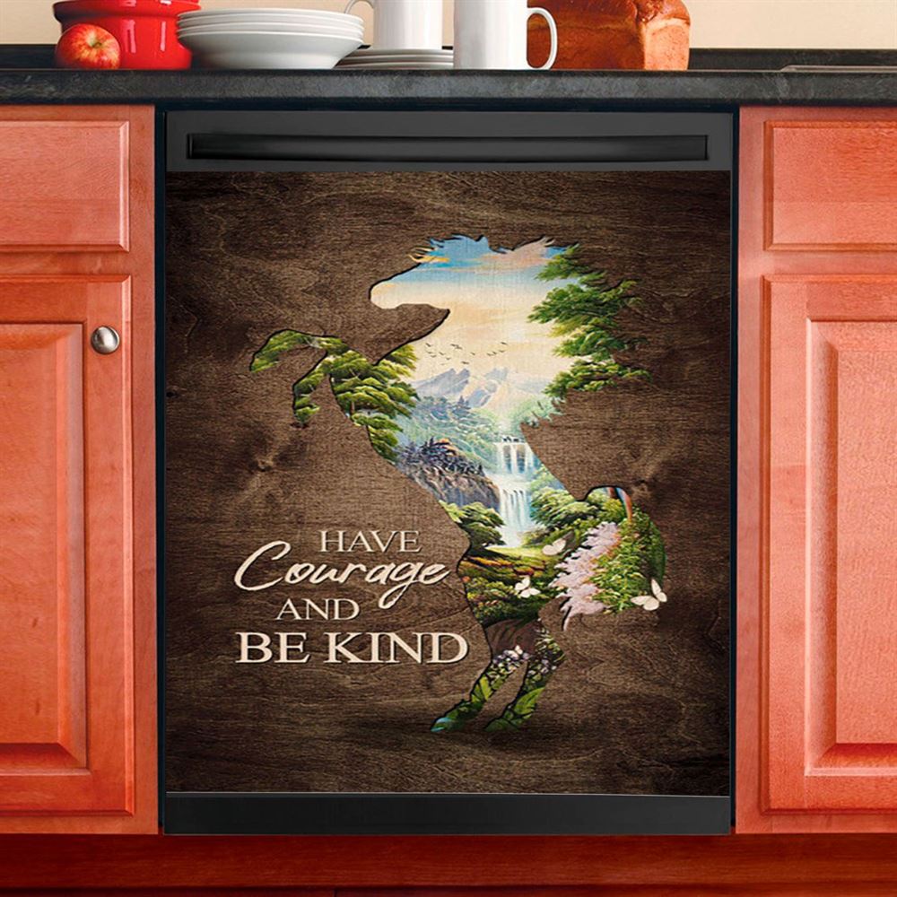 Cave Green Forest Walking With Jesus Dishwasher Cover, Christian Dishwasher Magnet Cover, Bible Verse Kitchen Decor
