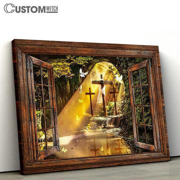 Cave Window Frame The Stunning Morning Sunlight Canvas Wall Art - Bible Verse Canvas - Religious Prints