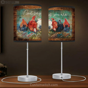 Chicken Farm God Says You Are Table Lamp Gift - Bible Verse Table Lamp - Religious Bedroom Decor