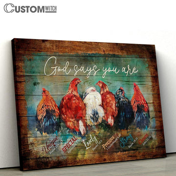 Chicken Farm God Says You Are Canvas Wall Art - Bible Verse Canvas - Religious Prints