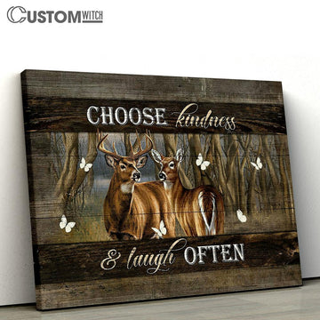 Choose kindness and laugh often Deer White butterfly Canvas Wall Art - Bible Verse Canvas - Religious Prints
