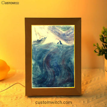 Christ And Peter Sea Of Galilee Frame Lamp Pictures - Jesus Art Prints - Jesus Art - Christian Home Decor