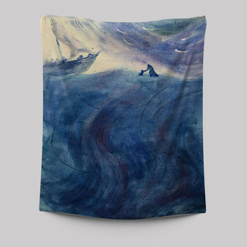 Christ And Peter Sea Of Galilee Tapestry Pictures - Jesus Art Prints - Jesus Art -  Christian Indoor Wall Tapestries