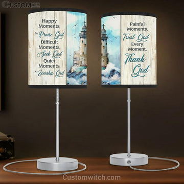 Christ Lighthouse Albatross Every Moment Thank God Large Table Lamp - Christian Lamp Gift - Bible Verse Table Lamp Art