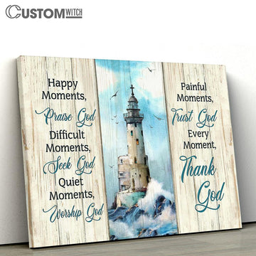 Christ Lighthouse Albatross Every Moment Thank God Large Canvas - Christian Wall Art - Bible Verse Canvas Art