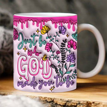 Christian 3D Mug, 3D Be Who God Made You To Be Inflated Mug, Bible Verse Inflated Mug, 3D Jesus Mug, Religious 3D Mug