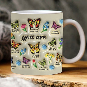 Christian 3D Mug, 3D Christian Bible Verse You Are Rainbow Sunflower Inflated Mug, Bible Verse Inflated Mug, 3D Jesus Mug, Religious 3D Mug