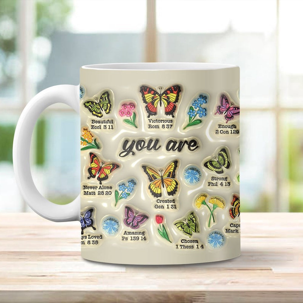 Christian 3D Mug, 3D Christian Bible Verse You Are Rainbow Sunflower Inflated Mug, Bible Verse Inflated Mug, 3D Jesus Mug, Religious 3D Mug