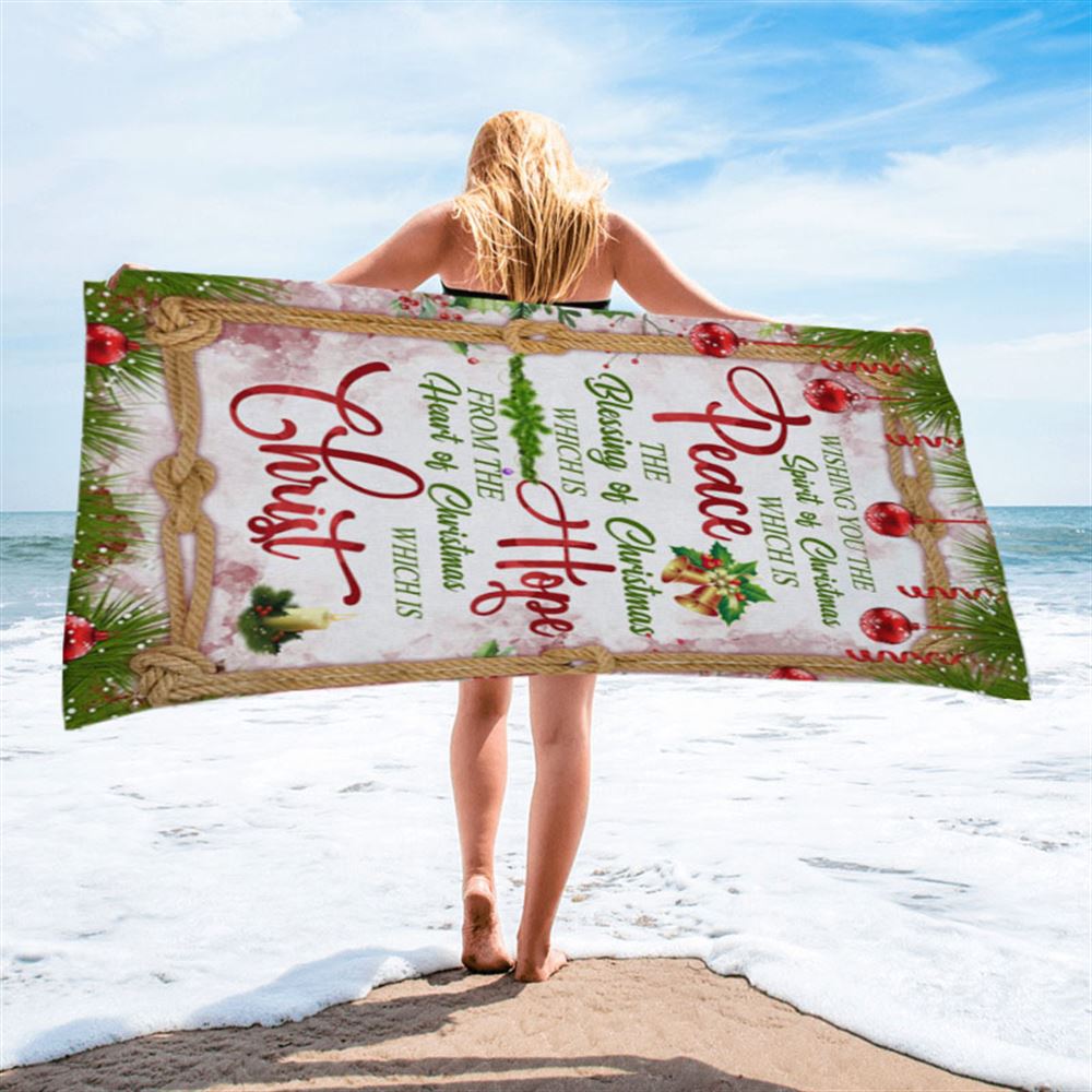 Christian Christmas Gifts Peace Hope Christ Christmas Beach Towel - Bible Verse Beach Towel - Scripture Beach Towel