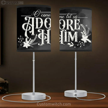 Christian Christmas Lamp Gift O Come Let Us Adore Him Table Lamp Print - Christian Bedroom Decor