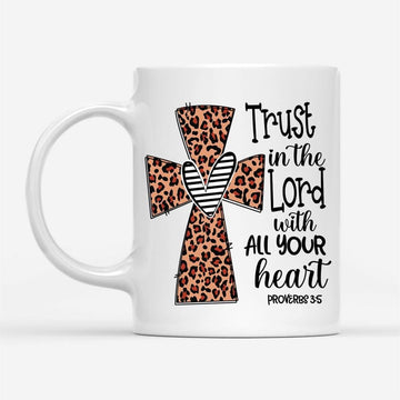 Christian Coffee Mug Trust In The Lord With All Your Heart Leopard, Christian Mug, Bible Mug, Faith Gift, Encouragement Gift