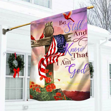 Christian Cross Be Still And Know That I Am God House Flags, Christian Flag, Scripture Flag, Garden Banner