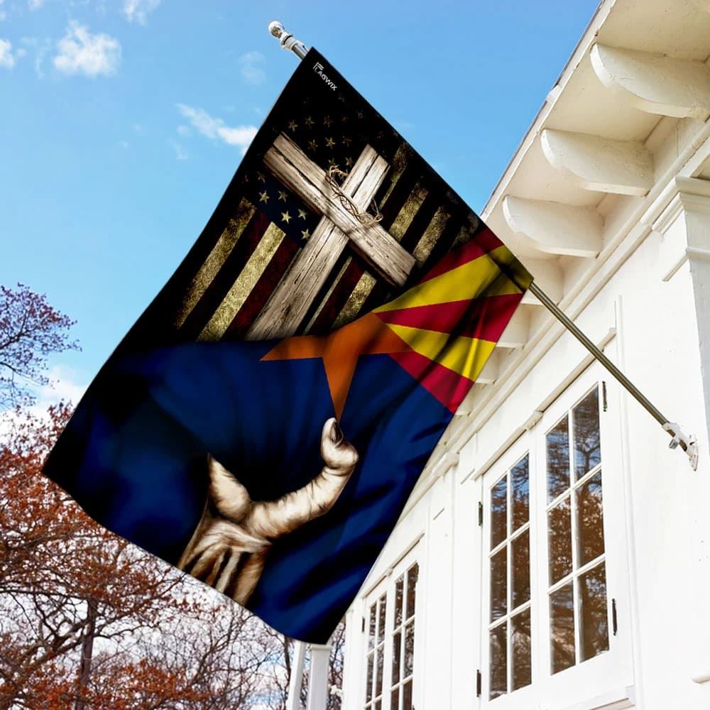 Christian Cross Hand Jesus Arizona Flag, Outdoor Christian House Flag, Christian Flag, Scripture Flag, Garden Banner