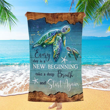 Christian Every Day Is A New Beginning Turtle Beach Beach Towel - Bible Verse Beach Towel - Scripture Beach Towel