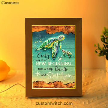 Christian Every Day Is A New Beginning Turtle Beach Frame Lamp Prints - Bible Verse Decor - Scripture Art