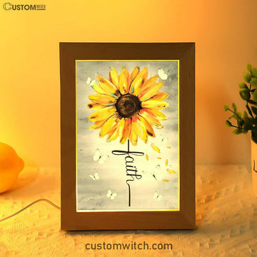 Christian Faith Cross Butterfly Sunflower Frame Lamp Prints - Bible Verse Decor - Scripture Art