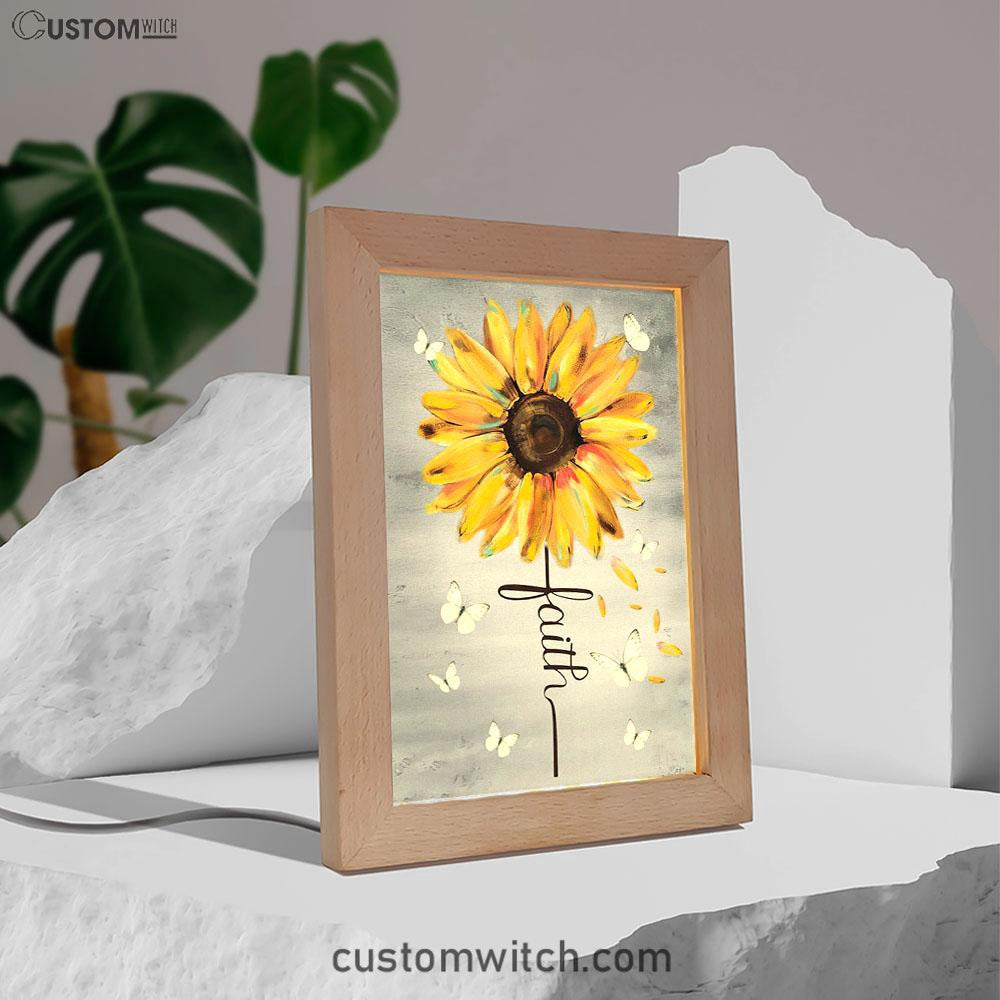 Christian Faith Cross Butterfly Sunflower Frame Lamp Prints - Bible Verse Decor - Scripture Art