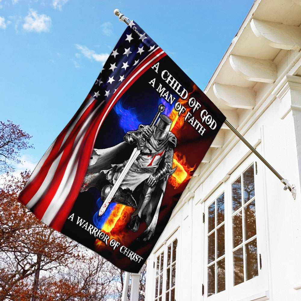 Christian Garden Flags, A Child Of God A Man Of Faith A Warrior Of Christ Flag, Christian House Flags, Christian Cross Flag, Faith Flag