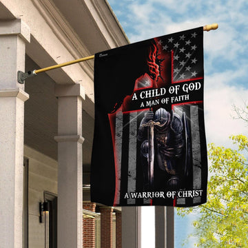 Christian Garden Flags, A Child Of God A Man Of Faith A Warrior Of Christ Flags, Christian House Flags, Christian Cross Flag, Faith Flag