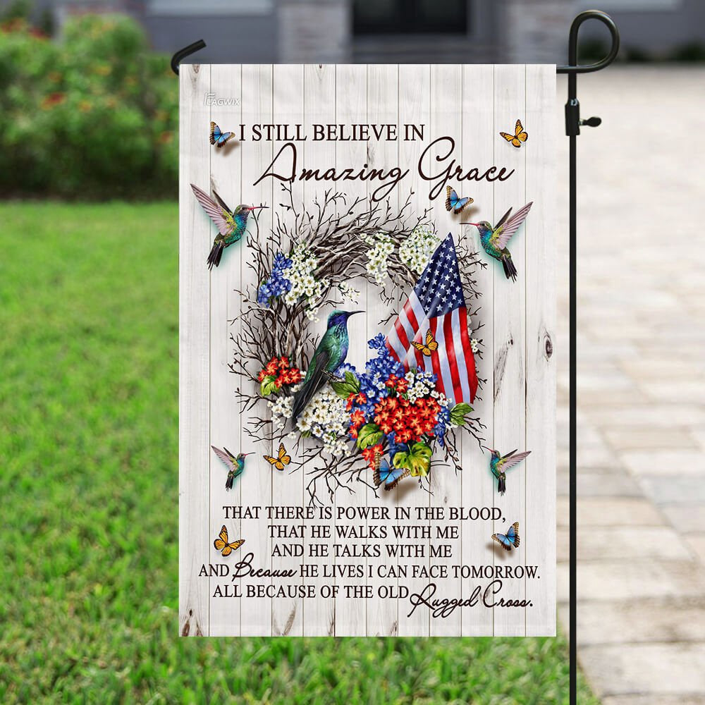 Christian Garden Flags, Amazing Grace Hummingbird Flag, Christian House Flags, Christian Cross Flag, Faith Flag