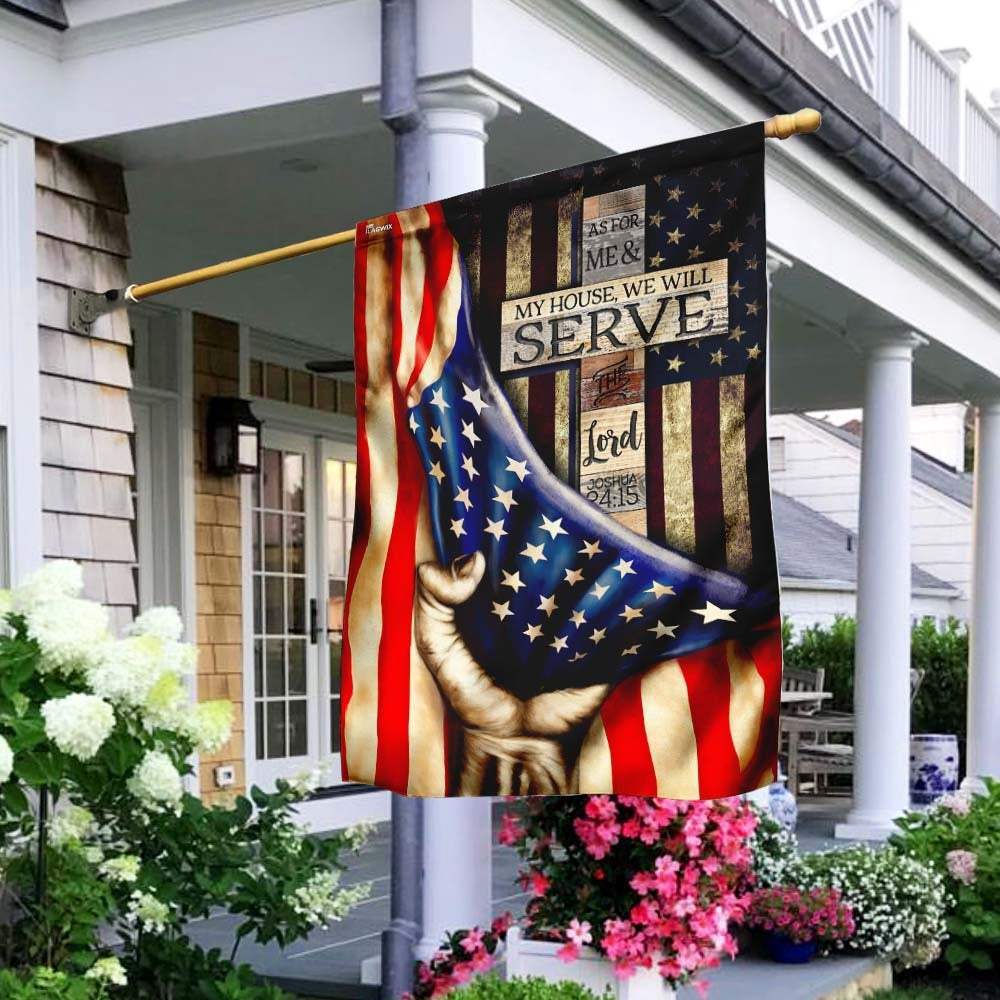 Christian Garden Flags, As For Me &amp;amp My House, We Will Serve The Lord Flag, Christian House Flags, Christian Cross Flag, Faith Flag