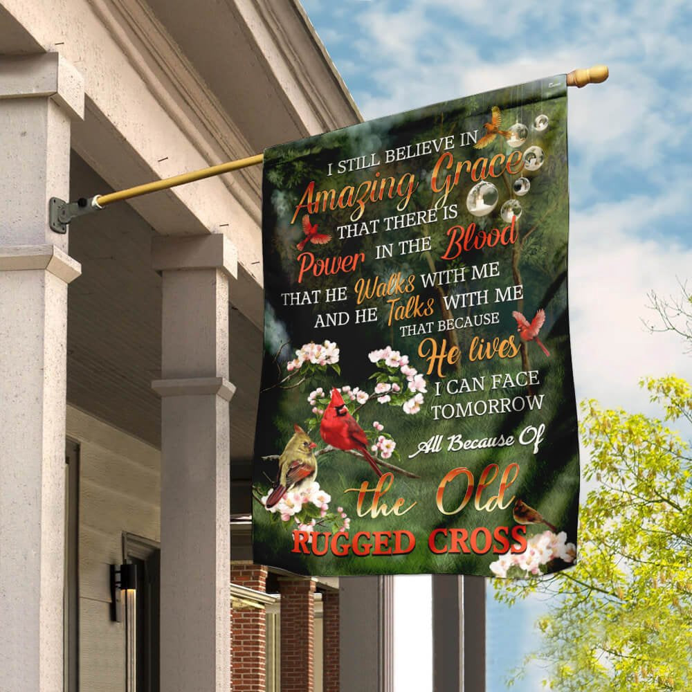 Christian Garden Flags, Because He Lives Jesus Cardinal Flag, Christian House Flags, Christian Cross Flag, Faith Flag