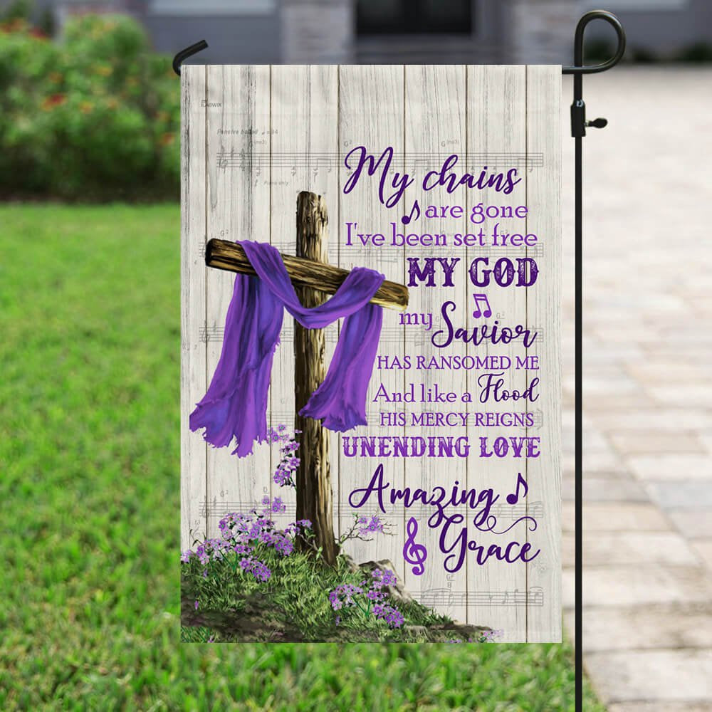 Christian Garden Flags, Christian Cross Amazing Grace Purple Flag, Christian House Flags, Christian Cross Flag, Faith Flag