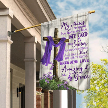 Christian Garden Flags, Christian Cross Amazing Grace Purple Flag, Christian House Flags, Christian Cross Flag, Faith Flag