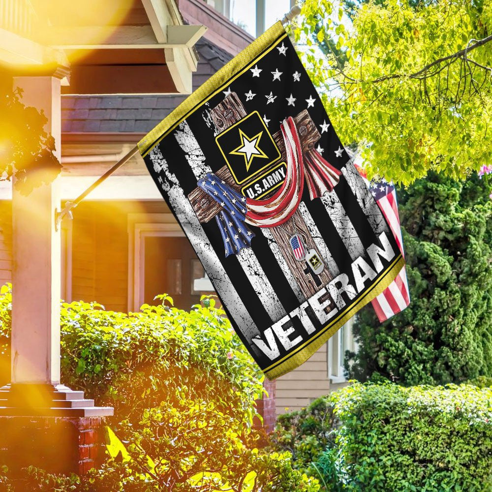 Christian Garden Flags, Christian Jesus Cross US Army Veteran Flag, Christian House Flags, Christian Cross Flag, Faith Flag