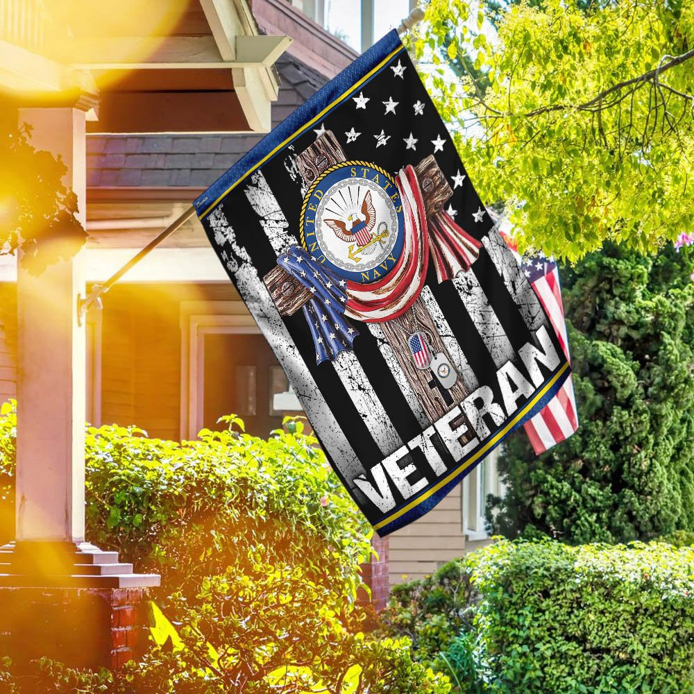 Christian Garden Flags, Christian Jesus Cross US Navy Veteran Flag, Christian House Flags, Christian Cross Flag, Faith Flag