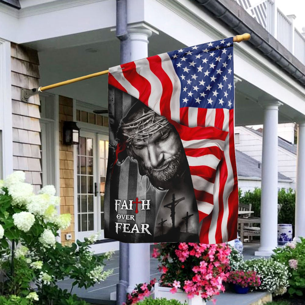 Christian Garden Flags, God Faith Over Fear Flag, Christian House Flags, Christian Cross Flag, Faith Flag