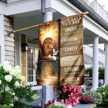 Christian Garden Flags, God Says You Are Lion &amp;amp Lamb Flag, Christian House Flags, Christian Cross Flag, Faith Flag