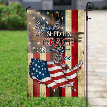 Christian Garden Flags, God Shed His Grace On Thee Flag, Christian House Flags, Christian Cross Flag, Faith Flag