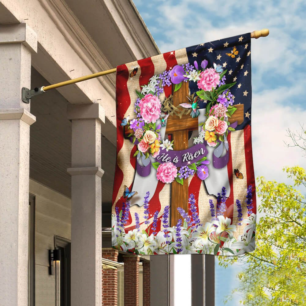 Christian Garden Flags, He Is Risen Christian American Flag, Christian House Flags, Christian Cross Flag, Faith Flag