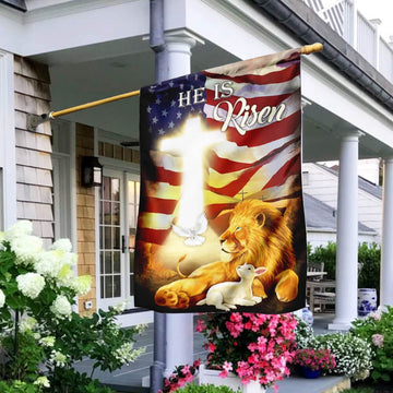 Christian Garden Flags, He Is Risen Lion And Lamb Flag, Christian House Flags, Christian Cross Flag, Faith Flag
