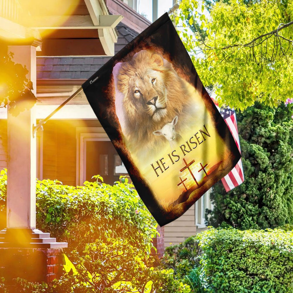 Christian Garden Flags, He is risen, Lion And Lamb Easter Flag, Christian House Flags, Christian Cross Flag, Faith Flag