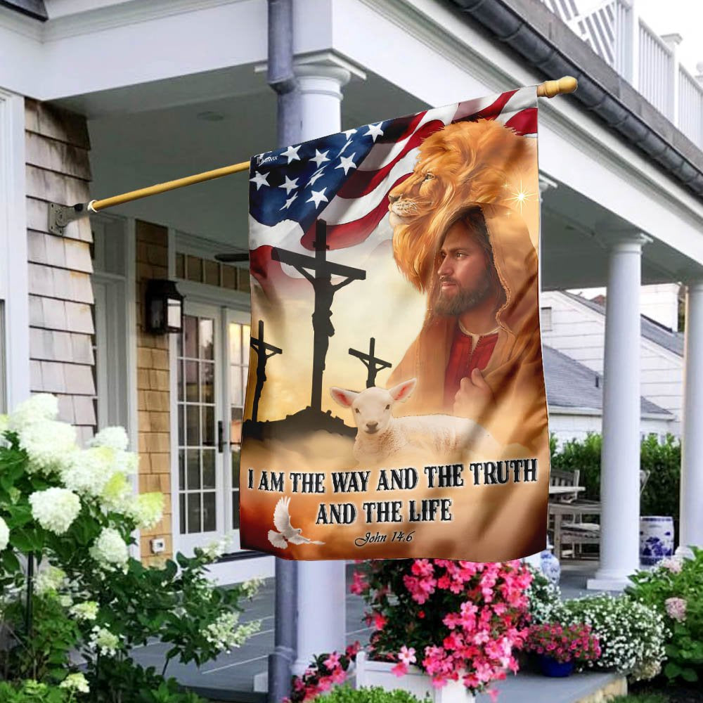 Christian Garden Flags, I Am The Way And The Truth And The Life Flag, Christian House Flags, Christian Cross Flag, Faith Flag