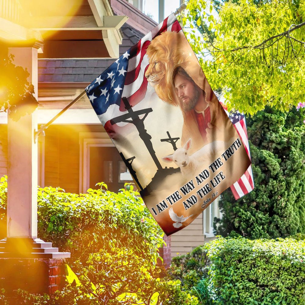 Christian Garden Flags, I Am The Way And The Truth And The Life Flag, Christian House Flags, Christian Cross Flag, Faith Flag